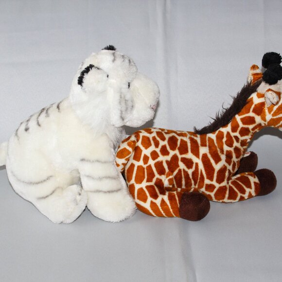 Pair of Plush Toys | White Tiger Plush | Giraffe Stuffed Animal | Stuffies - Picture 4 of 15